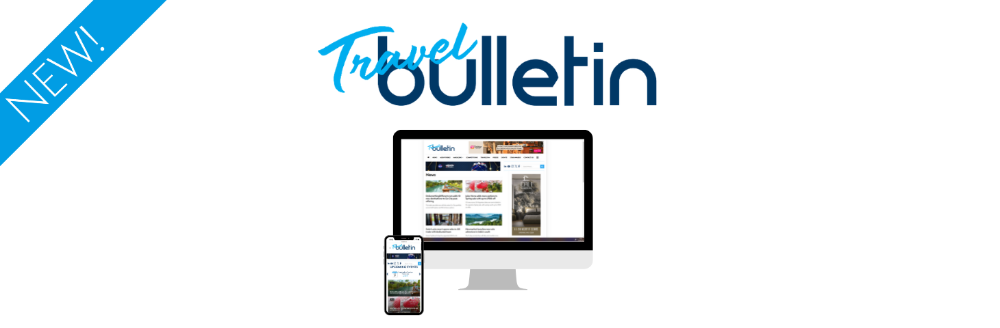 Promotional banner spotlighting Travel Bulletin's new multi-platform website